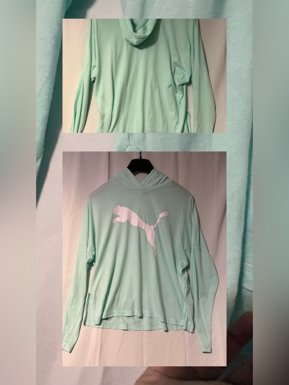 Puma Light Mint Pullover with White Logo Trim #2130 - Picture 1 of 8